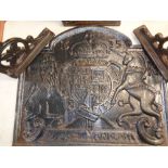 REPRODUCTION CAST IRON FIRE BACK - Royal Crest 'G R' initials and 1635 date, 58cms H, 67cms W