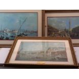 FRANCESCO GUARDI prints (3) - neatly presented Venetian scenes in good gilt frames, 44 x 63cms the