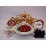 CZECHOSLOVAKIA GILT COFFEE SERVICE, ROYAL ALBERT OLD COUNTRY ROSES and other cabinet posies and