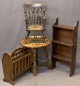 VINTAGE & LATER FURNITURE PARCEL, 4 ITEMS - a child's oak farmhouse armchair, 56.5cms H, 31cms W,