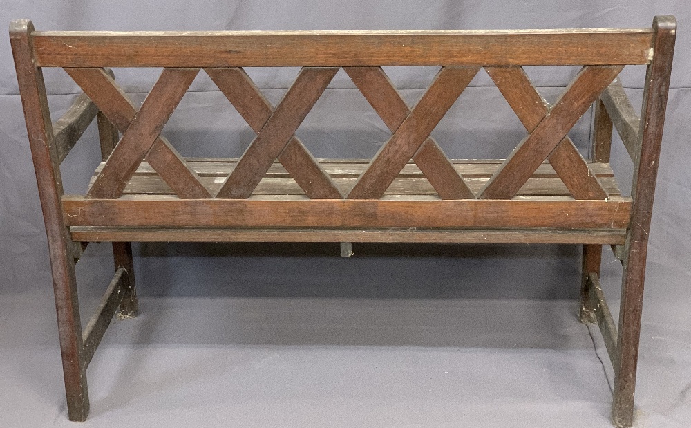 GARDEN BENCH - wooden with lattice effect back, 90cms H, 119cms W, 60cms D - Image 3 of 3