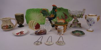 MIXED DECORATIVE POTTERY & PORCELAIN to include Crown Staffordshire drinks labels, Carltonware,