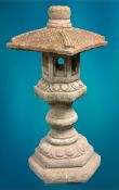 GARDEN STONEWARE - reconstituted ornamental pagoda type ornament, four section, 91cms H