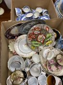 POTTERY & CHINA, A LARGE ASSORTMENT including Masons, Willow ware, ETC (2 boxes)