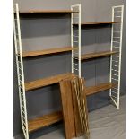 LADDERAX STYLE SHELVING SYSTEM - 12 shelves with bar supports and three white painted uprights,