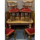 VICTORIAN MAHOGANY WIND-OUT DINING TABLE & 10 CHAIRS including six splatback and four sabre leg on