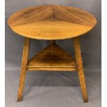 CRICKET TABLE - antique oak triple drop leaf with a base shelf, 71cms H, 73cms diameter