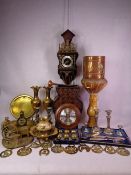 CLOCKS & METALWARE - reproduction lantern type and a quantity of copper, brassware, EPNS, ETC