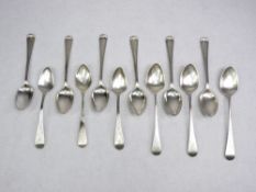 SILVER TEASPOONS - a set of six, 5.3ozs, London 1929 and two matching threes of 19th century