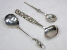 GEORGE JENSEN - A JAM SPOON with decorative bead and fruit loop to the handle, .68ozs and two