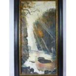 D ROYLE oil on board - river and woodland scene, 43 x 74cms, another similar oil, a modern