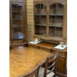 NATHAN DINING SUITE - table, 74cms H, 206cms W open, 100cms closed, a corner cupboard, 190cms H,