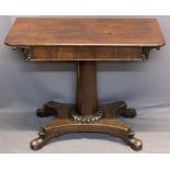 WILLIAM IV MAHOGANY PEDESTAL SIDE TABLE (EX FOLDOVER) - with rectangular swivel top and interior