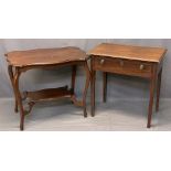 ANTIQUE & VINTAGE SIDE TABLES (2) - includes a single drawer rectangular top hall table on square