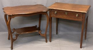 ANTIQUE & VINTAGE SIDE TABLES (2) - includes a single drawer rectangular top hall table on square