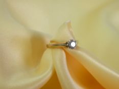 9CT GOLD WITH 0.25CT SOLITAIRE DIAMOND ENGAGEMENT RING, size J, 2grms