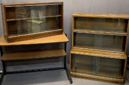 MINTY BOOKCASES (2) and a modern metal framed computer desk on castors, 108cms H, 89cms W, 40cms D