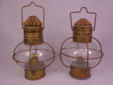 VINTAGE LANTERNS, A PAIR - copper and brass, circular