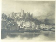 NORMAN HIRST mezzotint engraving titled - Arundel, signed in pencil along with blind proof stamp,