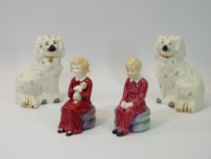 PARAGON FIGURINES - David and Carol, and a pair of Beswick comforter dogs, 14cms tall