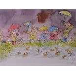 QUENTIN BLAKE Limited Edition Giclee Print 164/195 titled - 'Joining in the duck song QUACK QUACK
