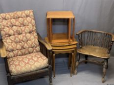 ANTIQUE & VINTAGE HOUSEHOLD FURNITURE GROUP - a crinoline stretchered Windsor armchair, comb back