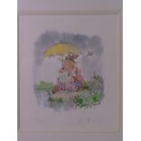 QUENTIN BLAKE Limited Edition Giclee Print 151/195 titled - 'U is for umbrella to keep off the