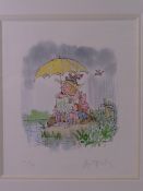 QUENTIN BLAKE Limited Edition Giclee Print 151/195 titled - 'U is for umbrella to keep off the