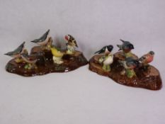 BESWICK GARDEN BIRDS COLLECTION on two display plinths