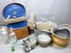 METALWARE - galvanized bath, coal scuttle, trench art plus other miscellany items including