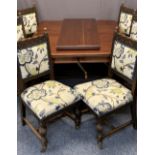 VICTORIAN MAHOGANY WIND OUT DINING TABLE & SIX LATER OAK CHAIRS by Arthur Stevens Taunton - the