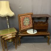 REPRODUCTION OCCASIONAL FURNITURE PARCEL, 7 ITEMS - a nest of three glass top occasional tables with