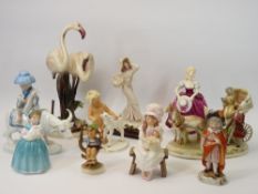 ENGLISH & CONTINENTAL POTTERY & PORCELAIN FIGURINES by Capodimonte, Coalport, Royal Doulton, Hummel,