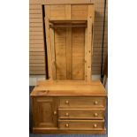 MODERN PINE BEDROOM FURNITURE, 3 ITEMS - a sliding door double wardrobe with additional sliding