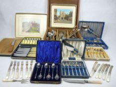 EPNS - cased cutlery sets, an assortment