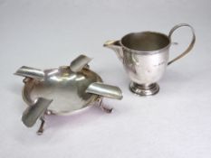 PRESENTATION SILVER CIGAR ASHTRAY & A SMALL PEDESTAL CREAM JUG - London 1901, Goldsmiths &