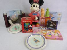 WALT DISNEY 84 MINNIE MOUSE TABLE LAMP, 33cms H, other novelty items including Mickey Mouse money