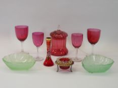 CRANBERRY & OTHER GLASSWARE - an assortment