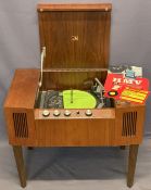 MID-CENTURY 'HIS MASTERS VOICE' TEAK RECORD PLAYER CABINET - with Garrard 2000 turntable, 56cms H,