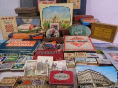 COLLECTABLES - vintage advertising tins, cribbage boards and other old games, matchbox and
