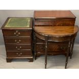 REPRODUCTION MAHOGANY FURNITURE ITEMS (3) - a Serpentine front single drawer hall table, 76cms H,