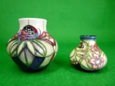 MOORCROFT LIMITED EDITION MINIATURE VASES (2) - including 'Little Gem' by Rachel Bishop, 5.5cms H,