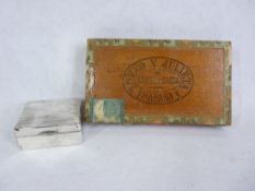 SILVER CIGARETTE BOX & A BOXED QUANTITY OF HAVANA CIGARS - Birmingham 1928, indistinct maker's mark,