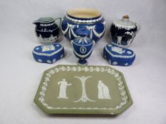 WEDGWOOD RELIEF JARDINIERE, 15cms tall, items of Jasperware, Copeland Spode