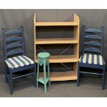 MIXED VINTAGE & LATER FURNITURE PARCEL, 6 PIECES - modern bookshelf with four shelves, 122cms H,