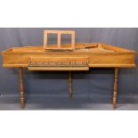 20TH CENTURY PINE CASED HARPSICHORD/SPINNET - having rosewood keys on turned supports along with a