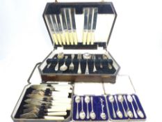 CASED SILVER & EPNS CUTLERY - a mixed quantity to include ten silver teaspoons, Sheffield 1933,