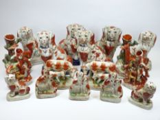 STAFFORDSHIRE DOGS & SPILLHOLDERS & OTHER ANIMALS - a large assortment of reproduction