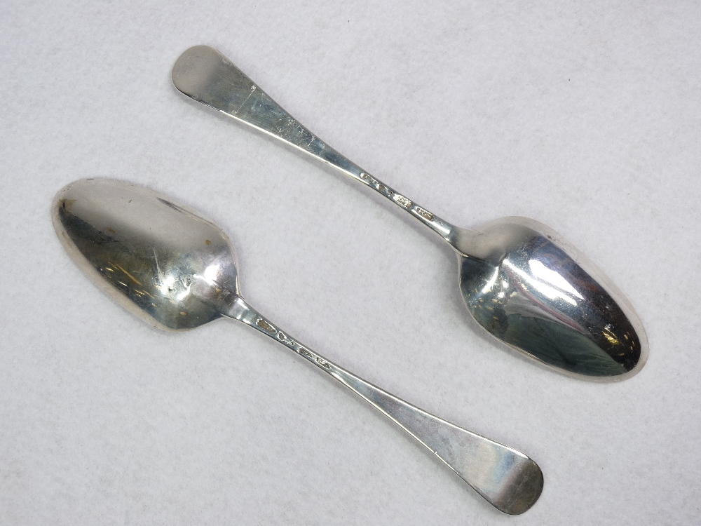 GEORGIAN SILVER SERVING SPOONS, A PAIR - 4.7ozs, marks indistinct, Maker R S - Image 2 of 2