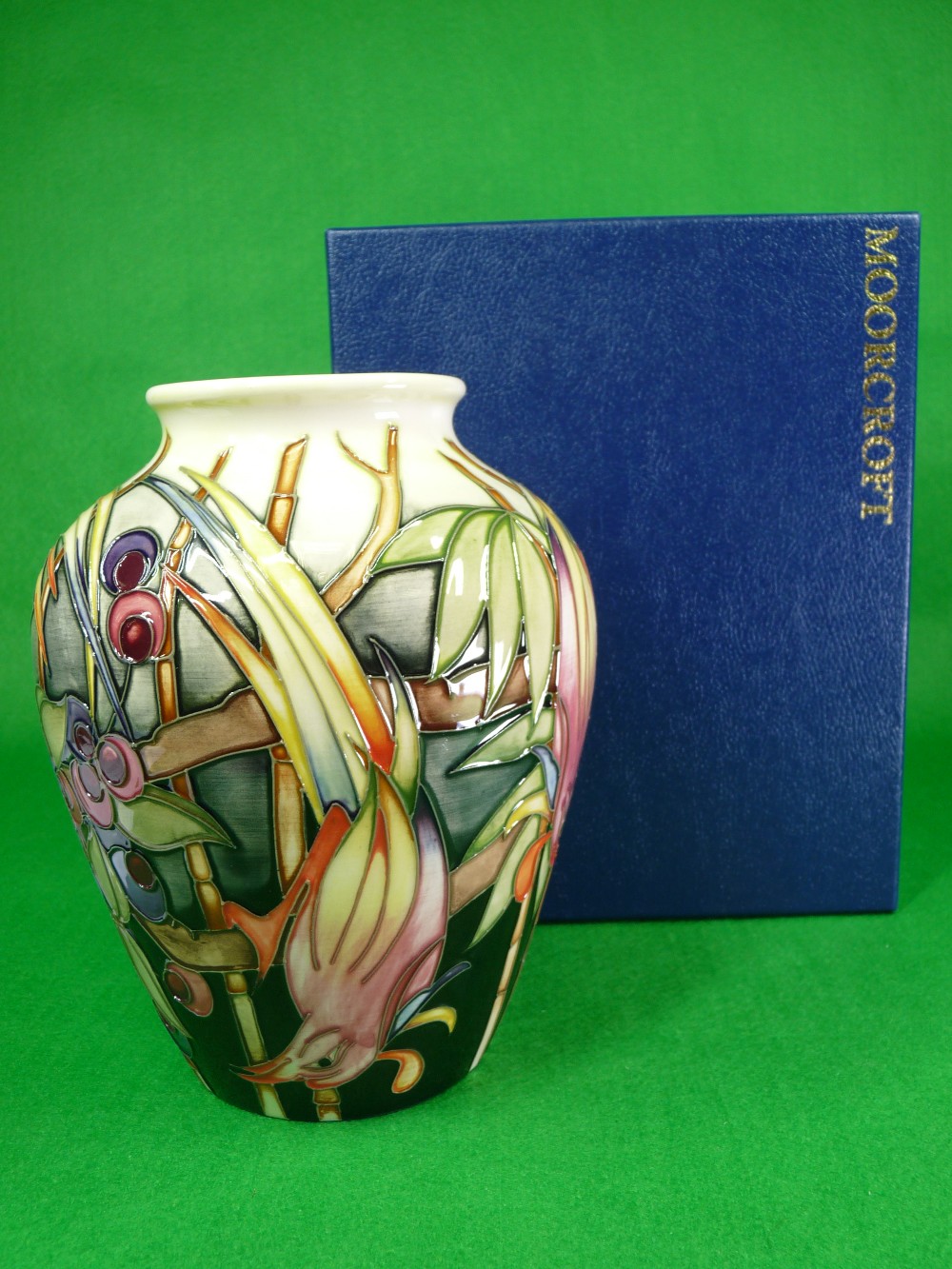 MOORCROFT 'Fruit Thief' vase by Emma Bossons - Limited Edition for Liberty, silver line strike - Image 4 of 4